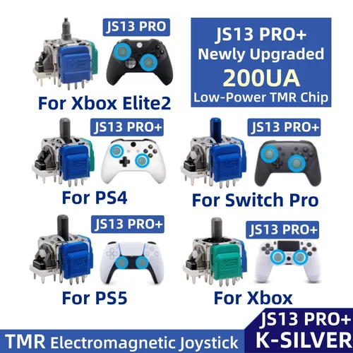 Joystick electromagnético K-SILVER TMR para Switch Pro PS5, PS4, Xbox Series, diseño de baja potencia para reemplazo de reparación, 2 uds.