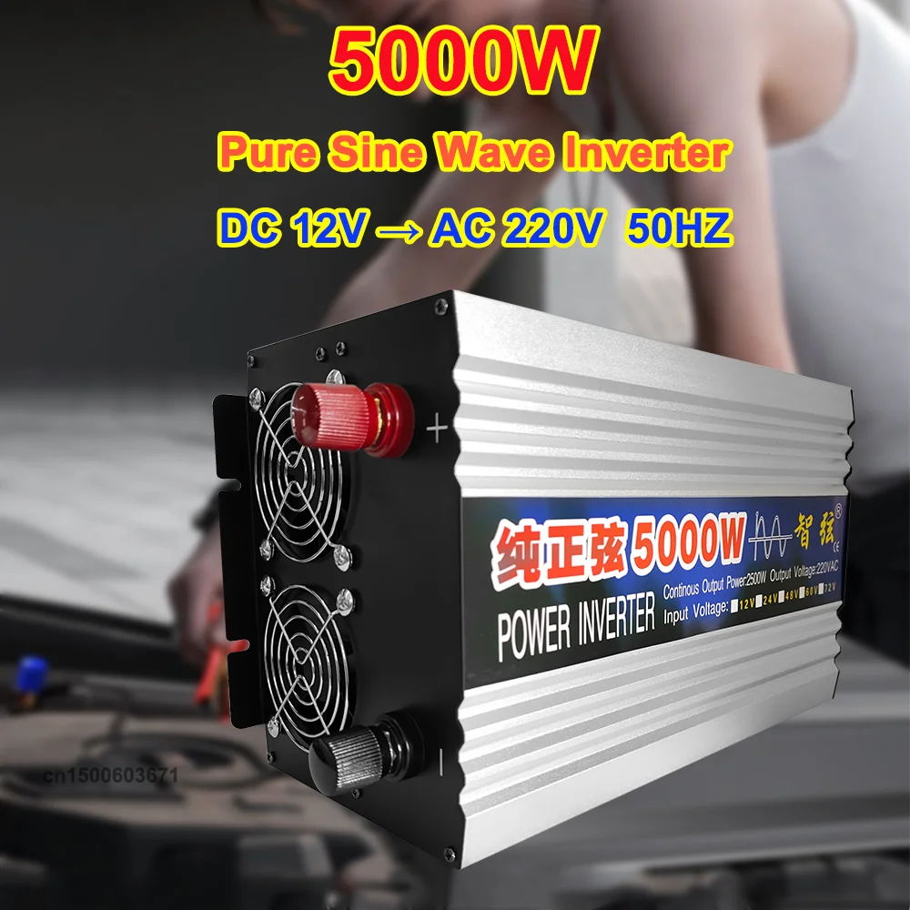 Auto-Wechselrichter 12V auf 220V Reiner Sinuswellen-Konverter DC 12V auf AC 220V 2000W 3000W 4000W 5000W 50HZ Reiner Sinuswellen-Auto-Wechselrichter für Boiler, Zuhause, Camping