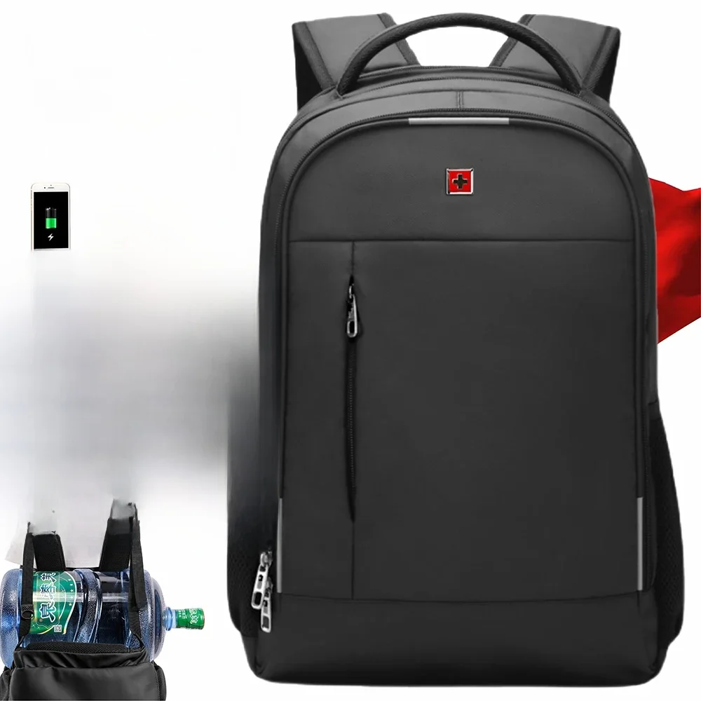 SWISS MILITARY-Sac à dos d'affaires pour ordinateur portable pour homme, 17 pouces, étanche, USB, grande capacité