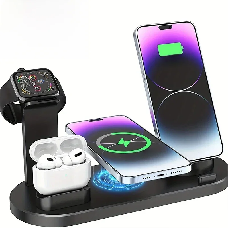 30w 7 em 1 carregador sem fio suporte almofada para iphone 14 13 12 pro max apple watch airpods pro