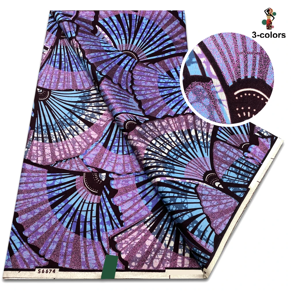 High Quality Soft Pagne 100%Cotton Gold Print Fabric African Real Wax Fabric Nigeria Ankara Grand SUP Fabric view 4