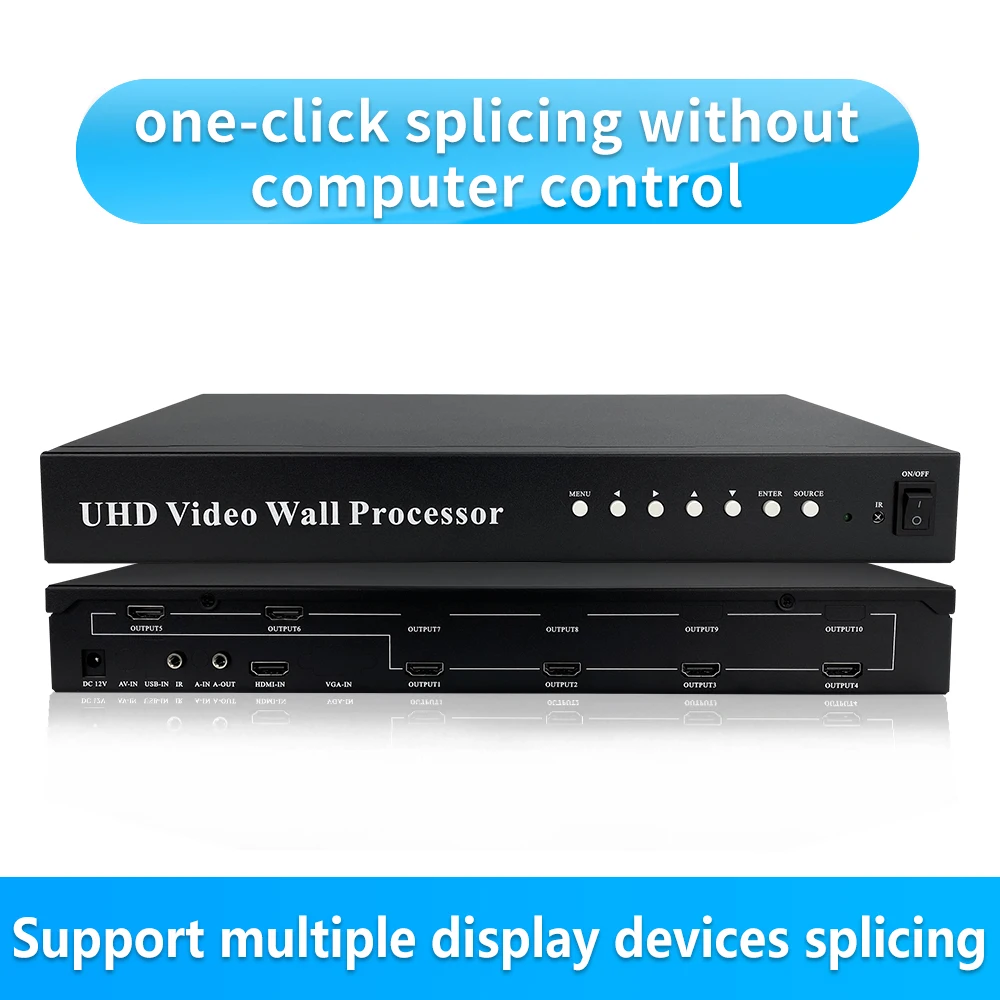 6 kanalen Videomuurcontroller 2x3 HDMI videobeeldprocessor, 3840 * 2160 4K30Hz ingang, 6 TV videomuur, videomuurprocessor