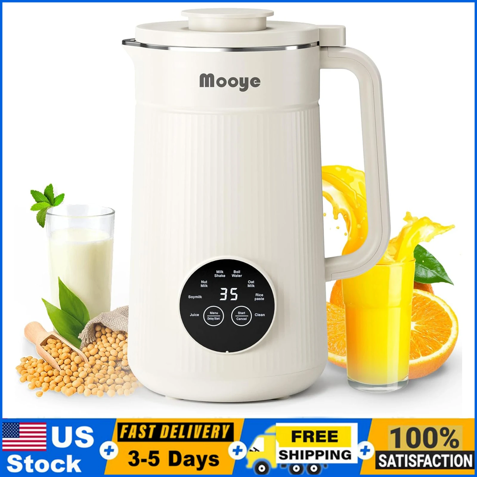 ماكينة صنع حليب الجوز 8 في 1 مع 10 شفرات 35 أونصة حليب فول الصويا الأوتوماتيكي لخلاط الحليب المصنوع من نباتات الصويا واللوز والشوفان #1