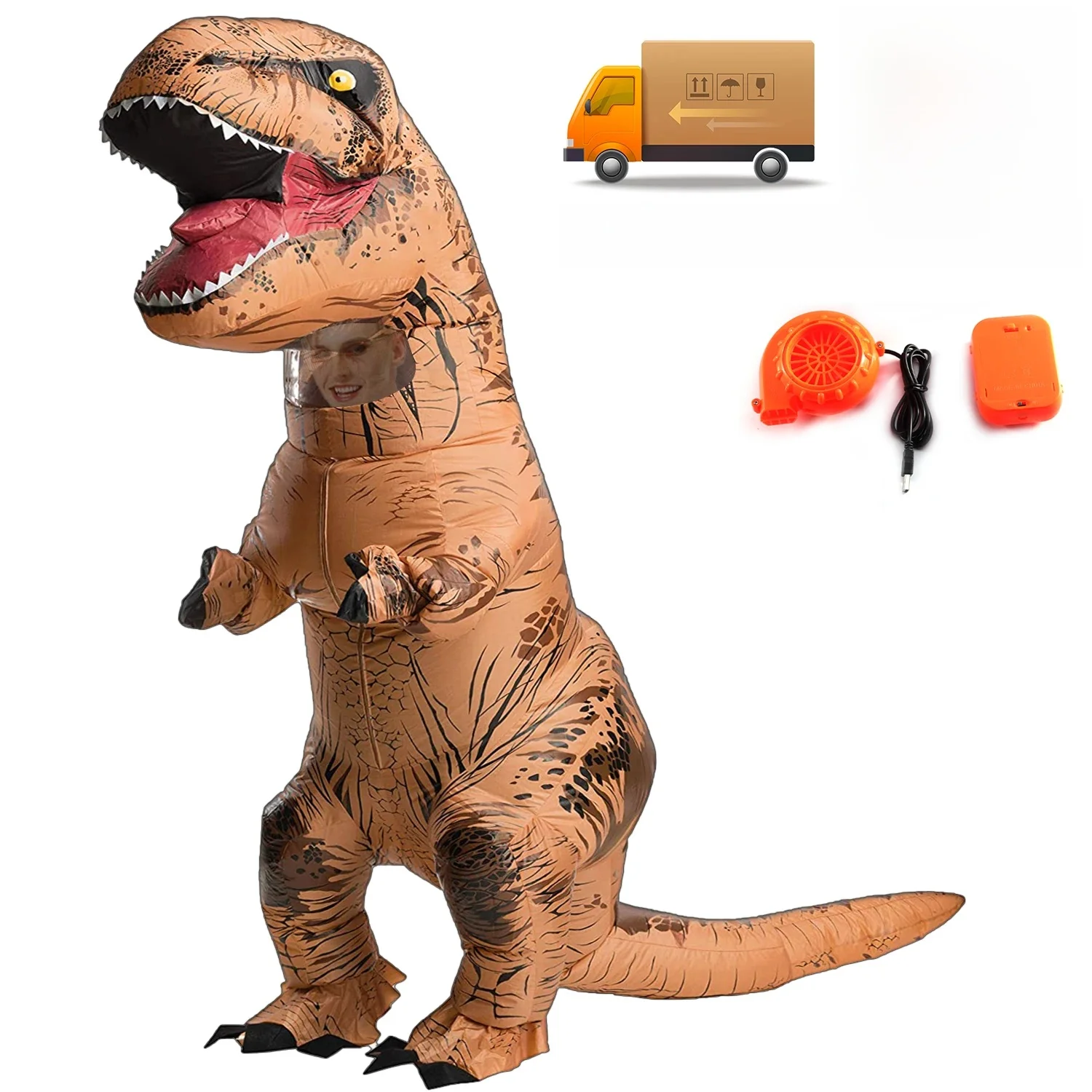 T-Rex Opblaasbare Visitors Tyrannosaurus Dinosaurus Kostuum Kind Kids Adult Rollenspel Fancy Halloween Mascotte Party Kleding - afbeelding 2