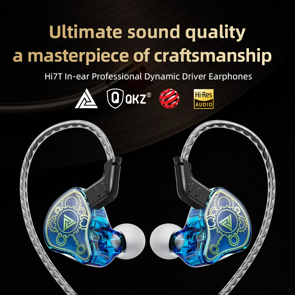 QKZ Hi7T Wired Earphones HIFI 3D Stereo Dynamic Driver 3.5MM AUX In-ear Earbuds With Mic Monitor Headset For Stage Music Game