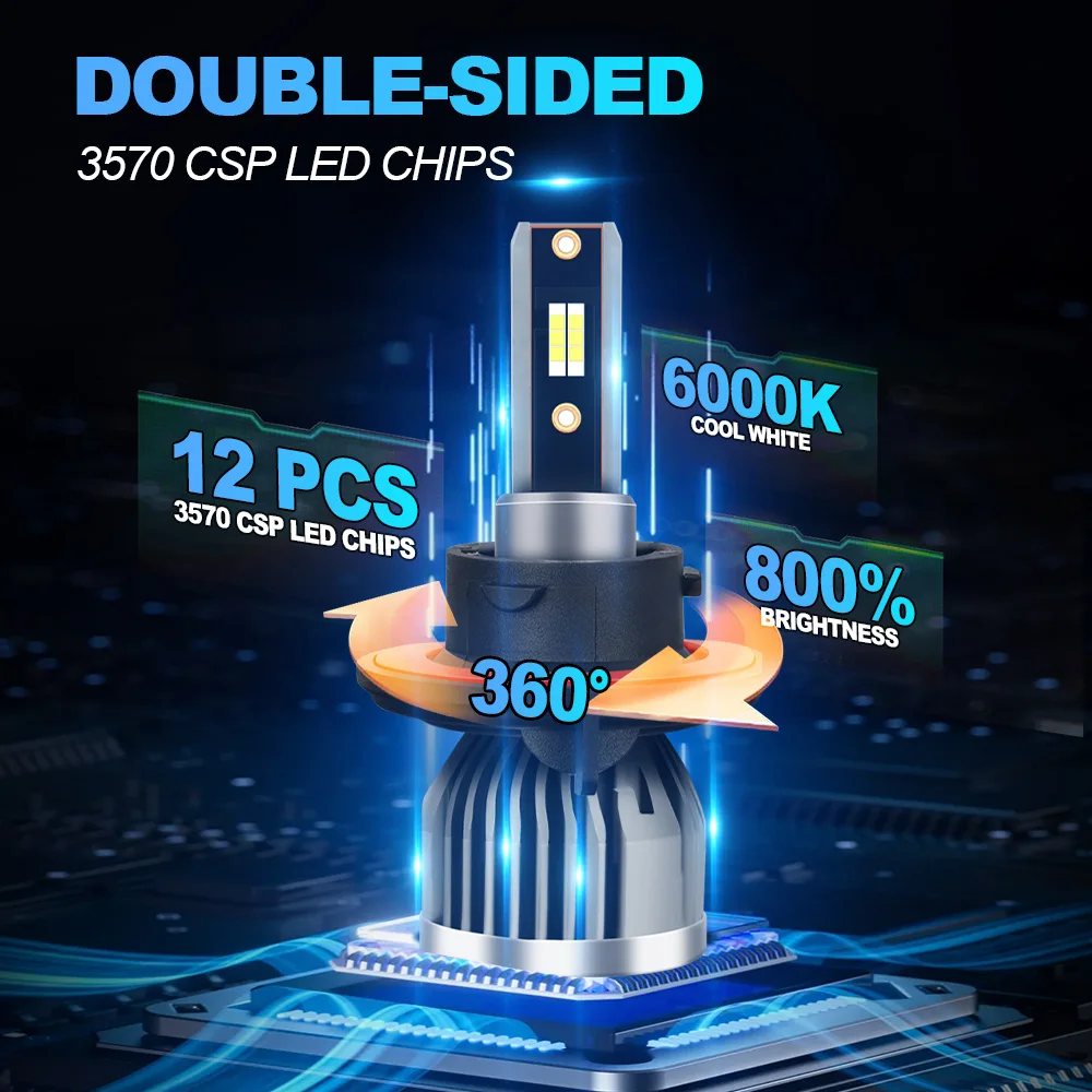 2x LED Headlight Bulbs 25000LM Front Car Headlamps For Ford F-150 F250 F350 F450 2005-2023 Explorer Escape Expedition Focus Flex