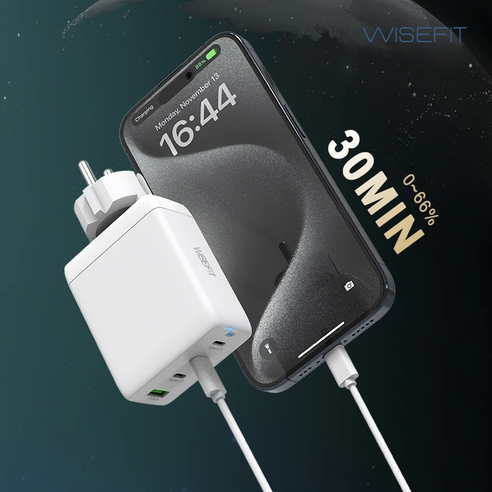 Wise Fit 100W ground fast charger Korean plug USB PD C type PPS GaN 4 Port Galaxy Iphone Laptop Charging multi Samsung super fast charging support available