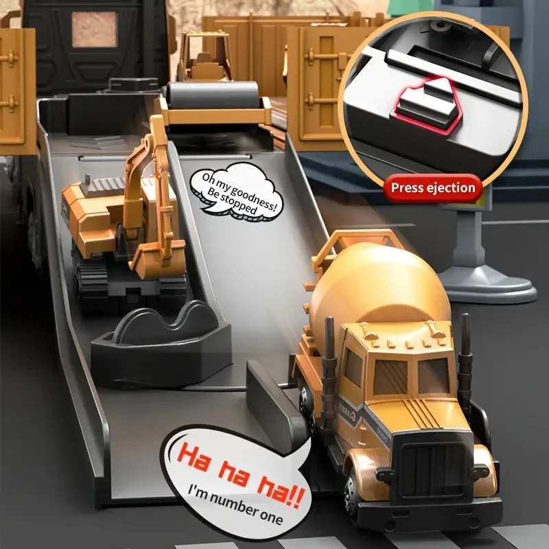 ألعاب Carrier Truck Race Track للأولاد الصغار، ألعاب شاحنة السيارة للأطفال الصغار من عمر 3-5 إلى 5-7 سنوات، لعبة شاحنة سيارة النقل مع البيلون.