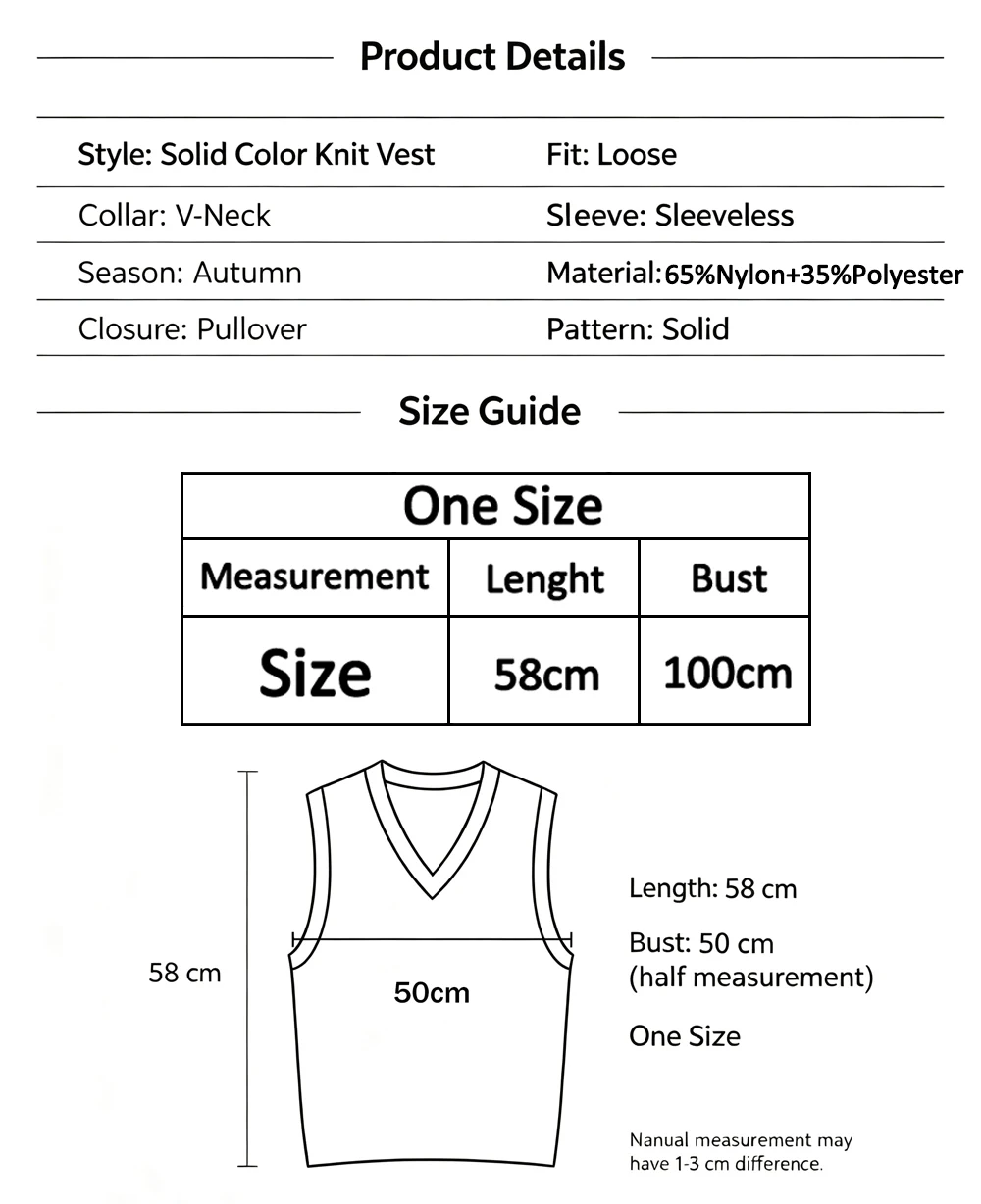 Herbstliche Koreanische Damen-Strickweste, Einfarbig, Lässig, V-Ausschnitt, Khaki-Farbe, Ärmellos, Elegante Oversize-Strickwaren-Weste – Detail 2