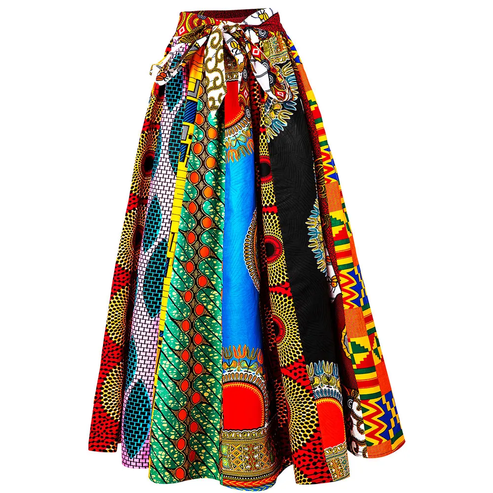 Jupe maxi africaine pour femmes, jupe mixte taille haute, vêtements traditionnels africains, nouvelle mode, imprimé Ankara averti, jupe longue taille haute