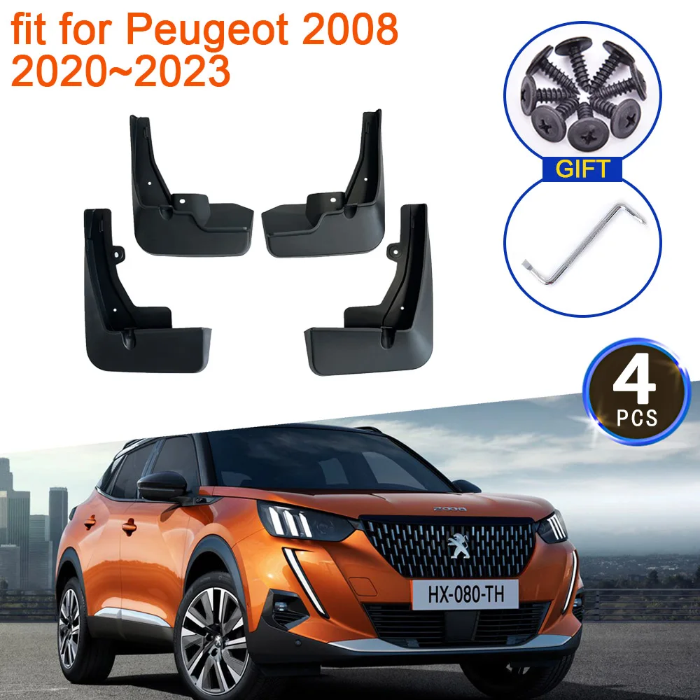 4x for Peugeot 2008 2020 2021 2022 2023 Mud Flaps Mudguards Anti-splash Fender Upguard Front Rear Wheels Car Stying Accessories