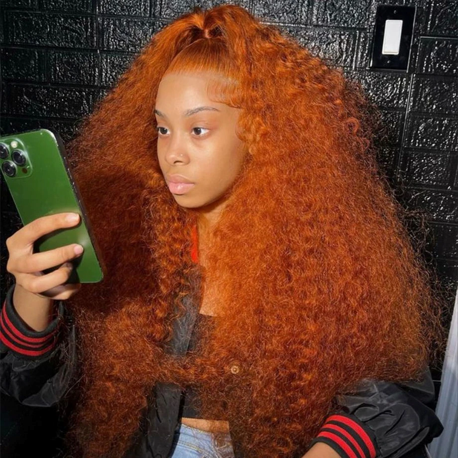 Ginger 250% Density 30 40 Inch Curly Brazilian Hd 13x6 Deep Wave Lace Frontal 13x4 Wig Colored Orange Lace Front Human Hair Wigs