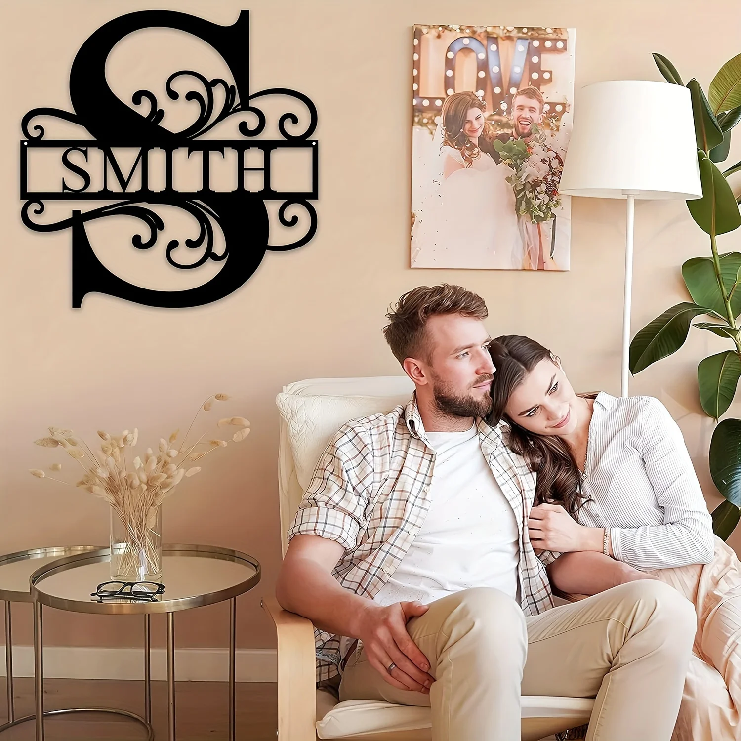 Personalized Metal Name Sign - Custom Family & Surname Plaque with Names & Date (Optional) - Heavy-Duty Metal Signage Suitable