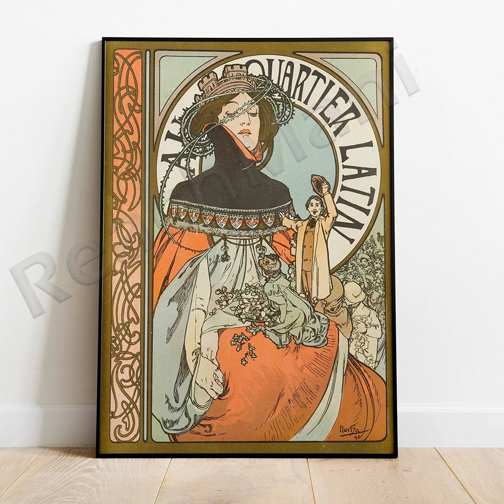 Alphonse Mucha illustration Bohemian goddess art poster female vintage canvas painting home decor living room