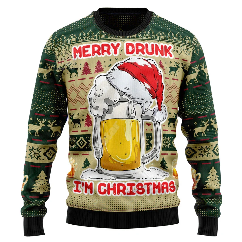 Christmas Ugly Knitted Sweater Xmas Santa Claus Animal Colorful Tattoo Retro Unisex 3DPrint Funny Harajuku Casual Long Sleeves 5