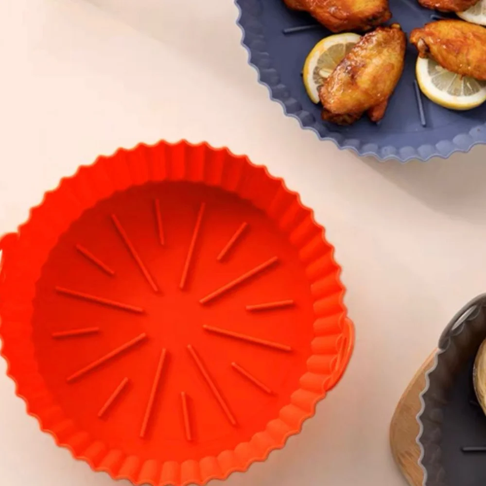 Formas Redonda Assadeira Para Fritadeira Air Fryer Em Silicone Flexível Lavável