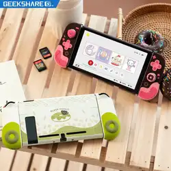 GeekShare Kuma Donut Silicone Protective Case compatible with Nintendo Switch/OLED and JoyCon Cover with 1Pair Thumb Grips