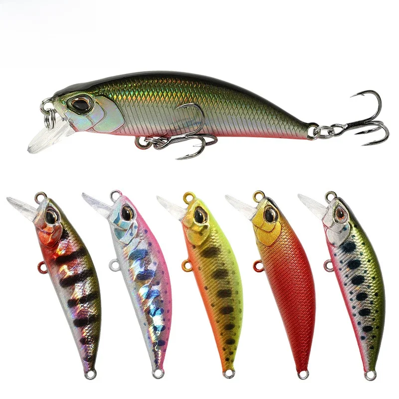 Leurre méné rigide en plastique avec yeux 3D, appât ÉlwobJeff crankbait idéal pour la pêche en hiver en mer ou au bar, 50mm, 5g, 1 pièce