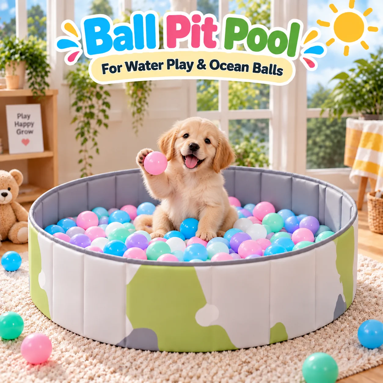 Foldable Round Play Pit Pool Waterproof PVC Material, Easy Wipe Clean Portable Storage For Pet & Home Indoor Leisure Game Pit