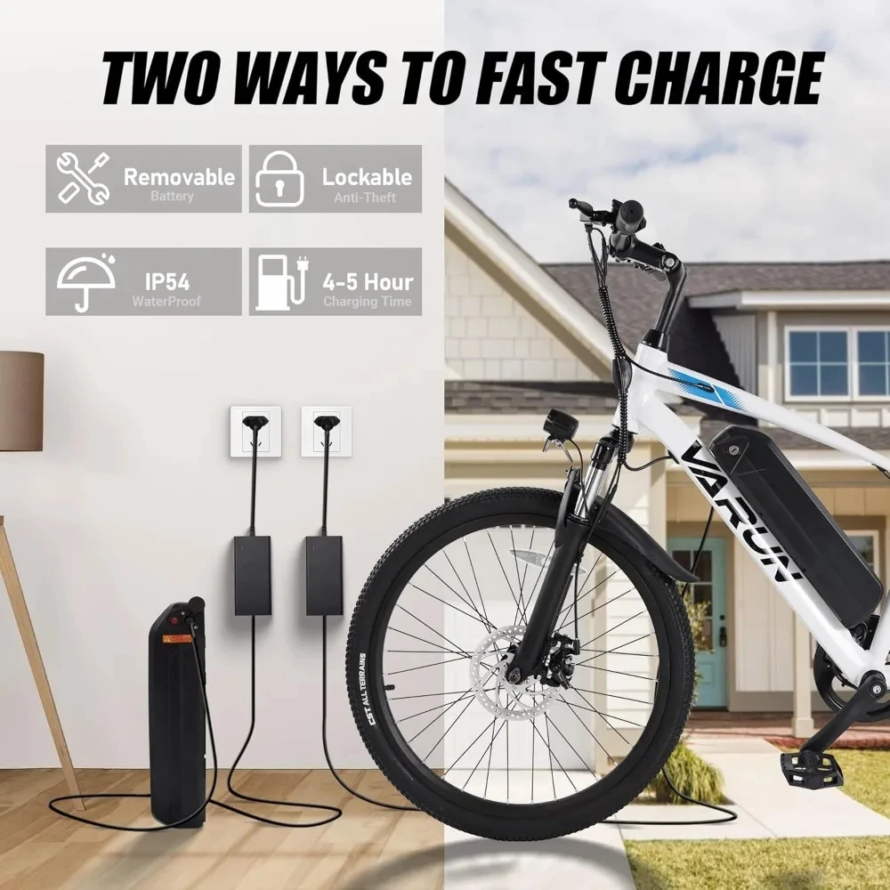 Electric Bike for Adults, 350W 20MPH Commuter Ebike with 36V Removable Battery, with Front Fork Suspension and Dual Disc Brakes