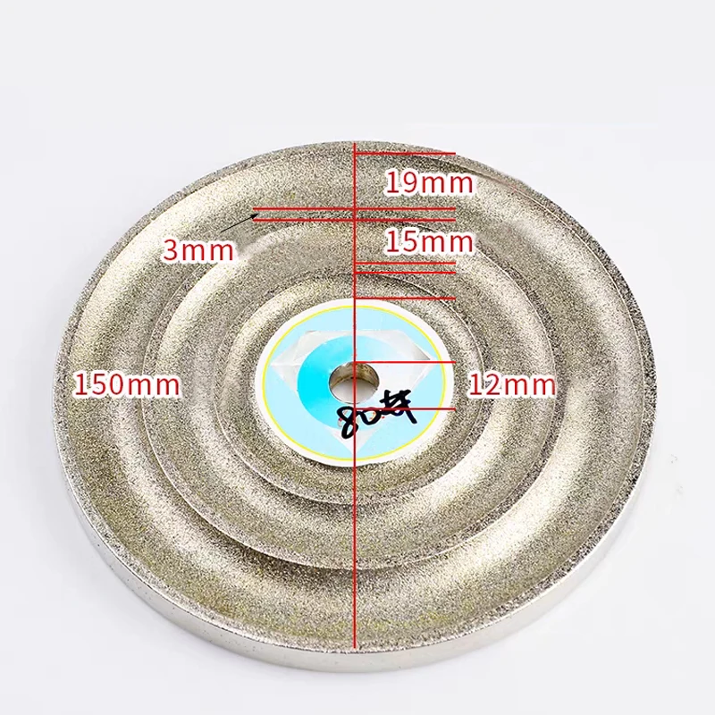 Dreirillen-Diamant-Cabochon-Polierscheibe in Eierform für Flachstrickmaschinen, 6 Zoll (150 mm) x 12 mm Innenloch – Detail 1