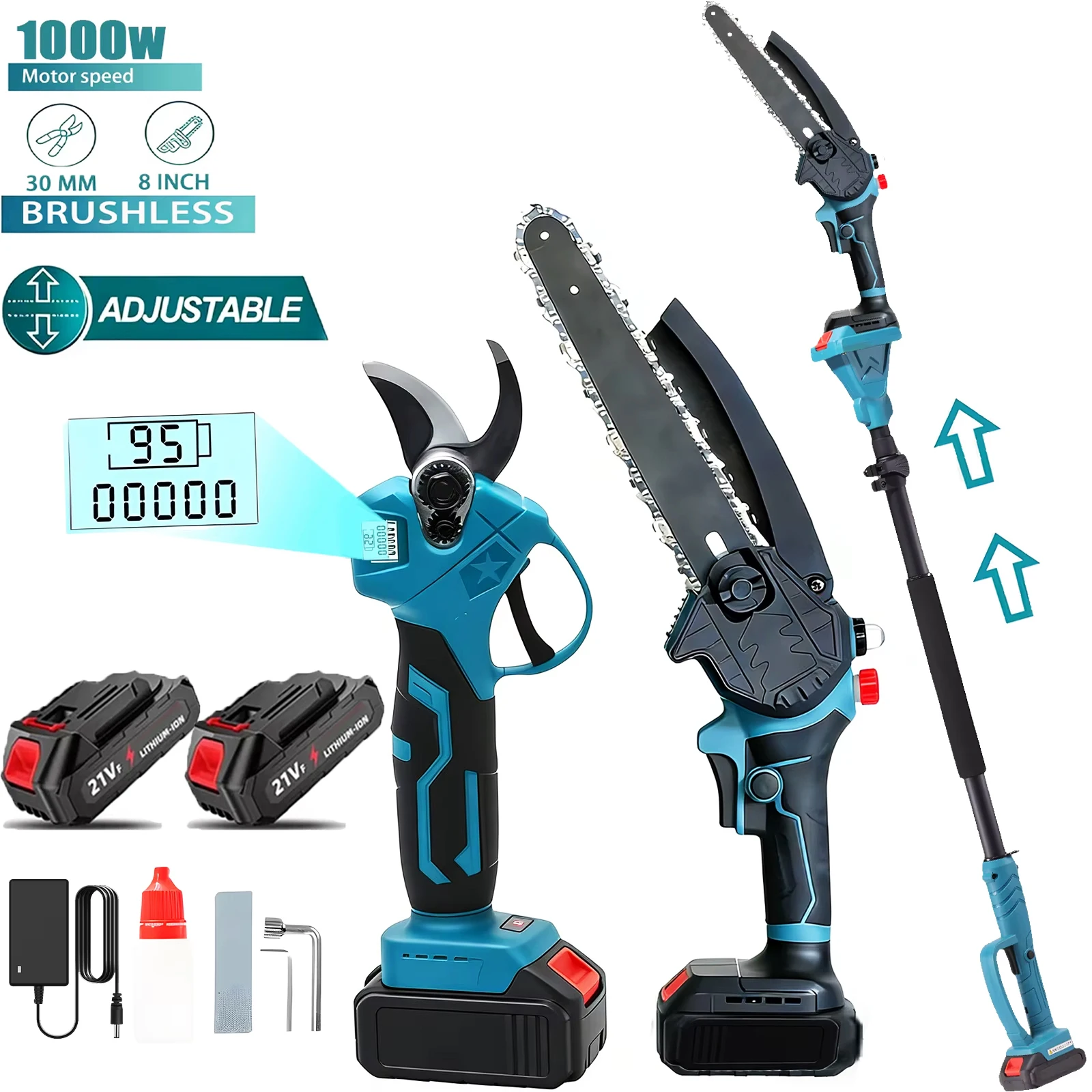 3IN1TelescopingPoleBrushlessPruningShears8InchElectricChainsawGardenTreeHighBranchPruningToolforMakitaBattery-AliExpress1420