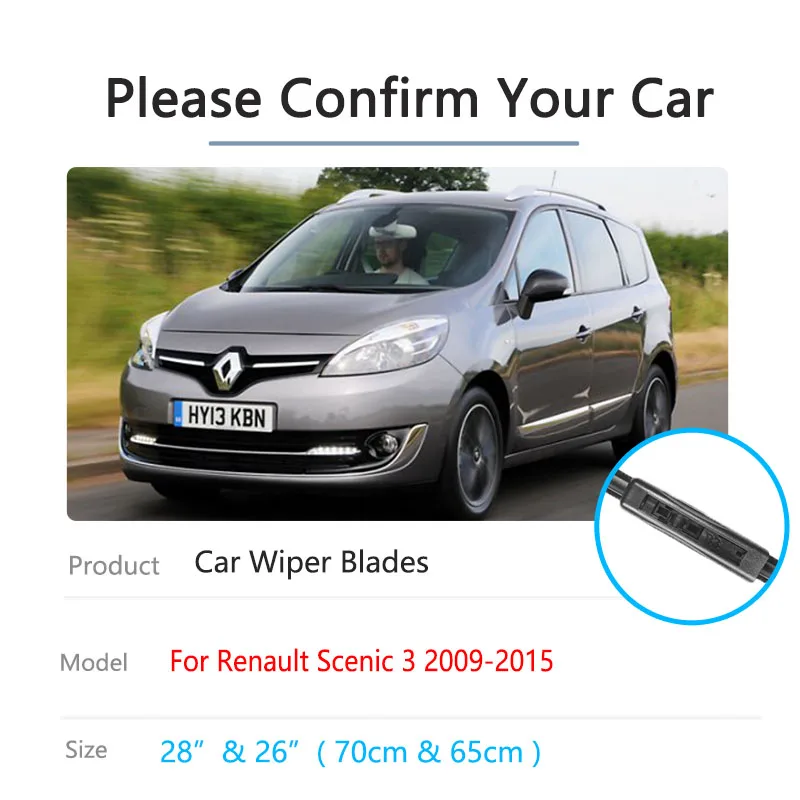 For Renault Scenic 3 MK3 III 2009 2010 2011 2012 2013 2014 2015 Front Rear Wiper Blade Windshield Windscreen Accessories 28\