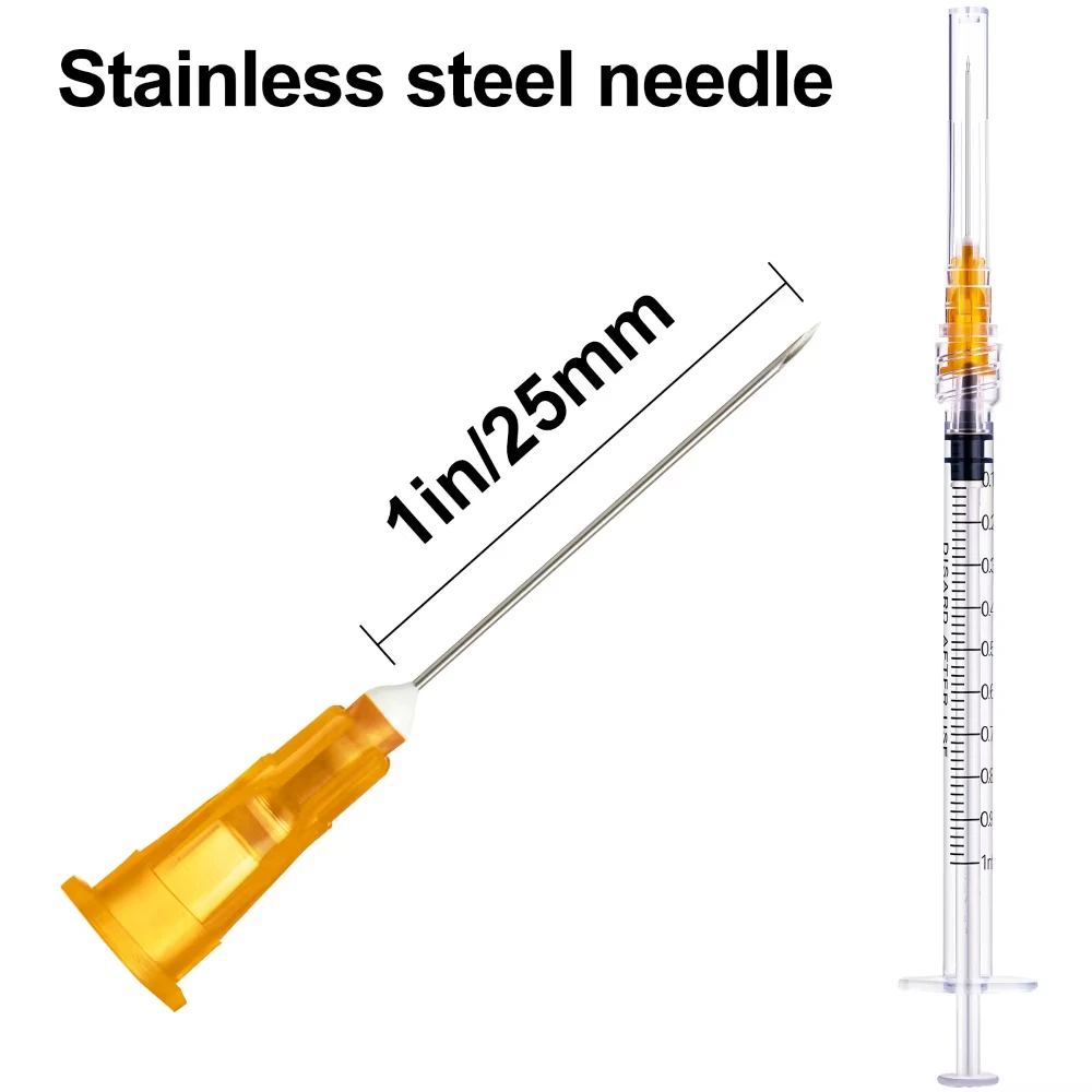 Good Price 100pcs/bag 1ml 25G 25MM Disposable Plastic Sterile Veterinary Syringe with Needles For Pet Farm Animal