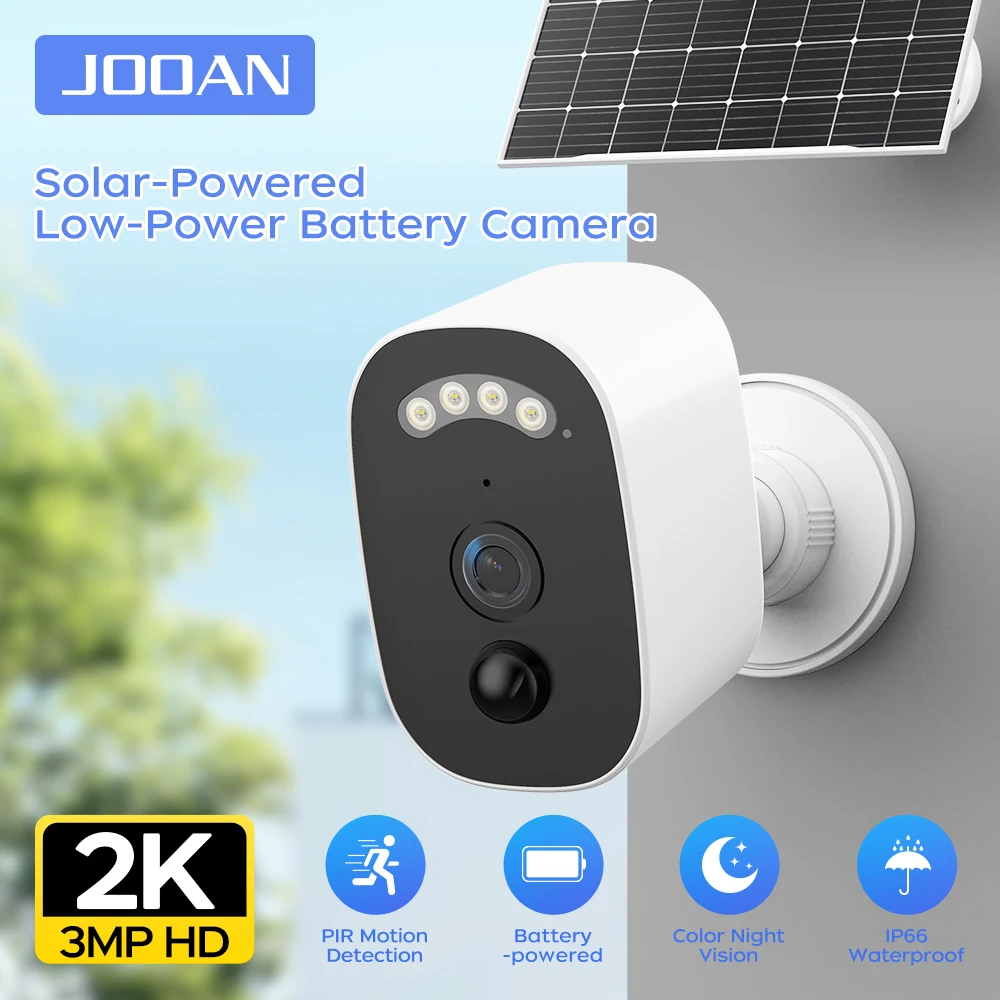 

Уличная Wi-Fi камера JOOAN 3 МП на солнечной батарее с низким энергопотреблением, обнаружением человека и двусторонней аудиосвязью