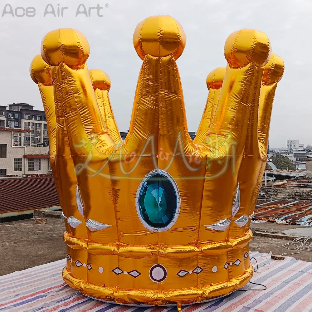 3m Diameter Inflatable Crown Model Golden Crowns for Party Decoration or Event