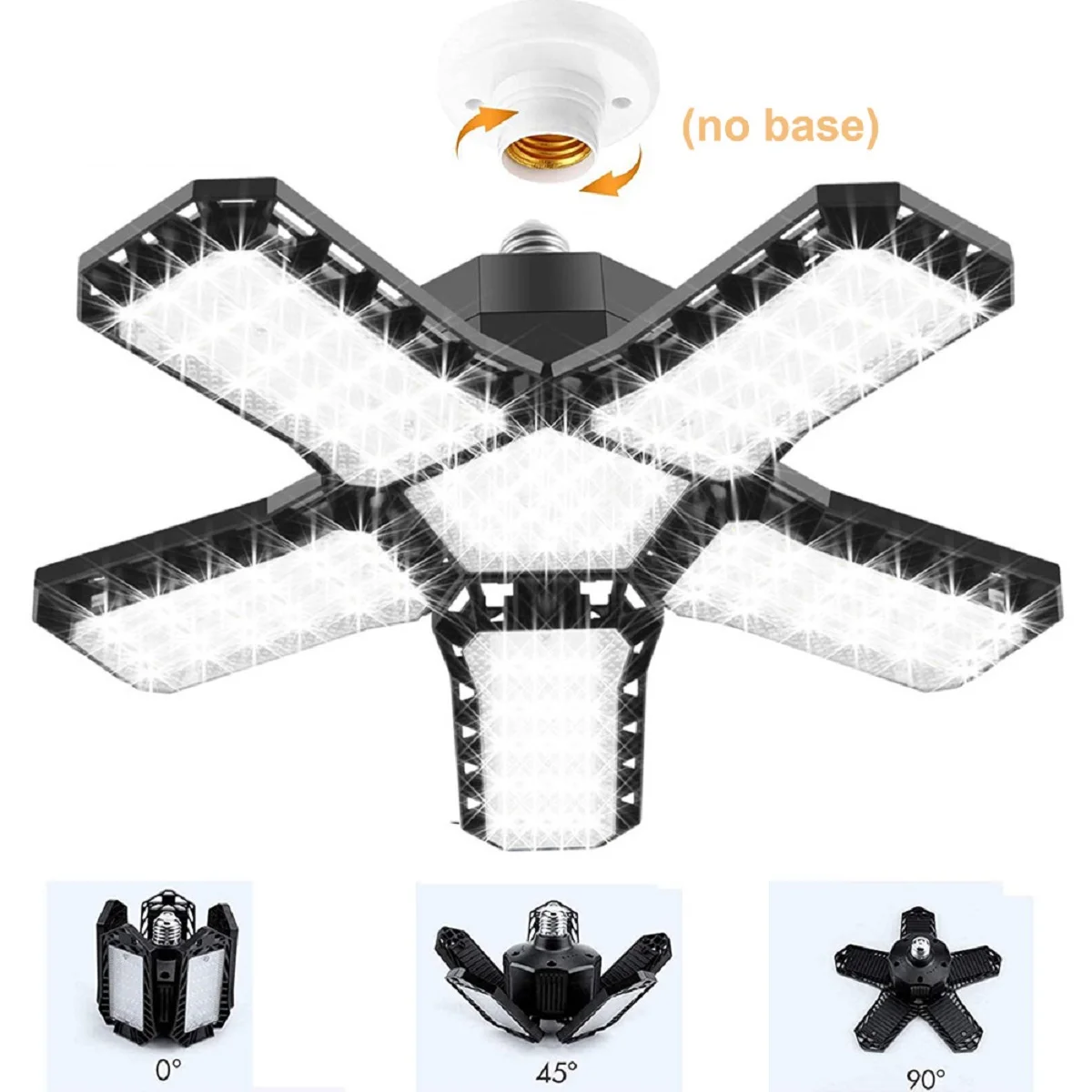 

LED Garage Light With 5 Adjustable Panels Super Bright E27/E26 Ceiling Lighting Work Lights for Basement Workshop Warehouse