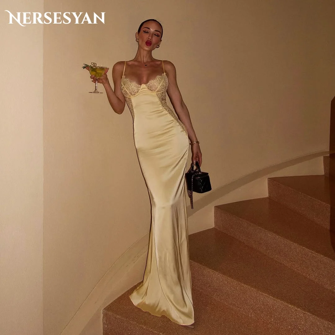 

Nersesyan Luxury Lace Mermaid Evening Dresses Appliques Spaghetti Straps Formal Dress Bodycon Women Party Gowns 2026 Customized