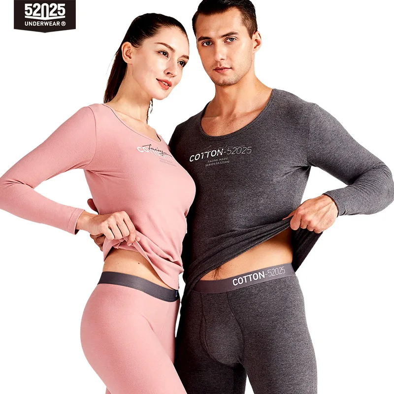 52025 Men\'s & Women\'s Thermal Underwear Set Light Soft Warm Cotton Fleece-lined Long Johns Stay Warm and Comfortable All Day