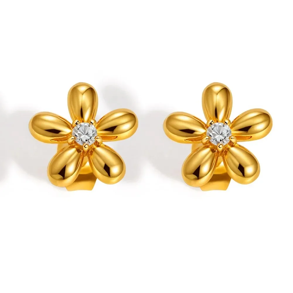 Vnox – petites boucles d'oreilles à clous en forme de fleur pour femmes et filles, bijoux d'oreille Anti-allergie en acier inoxydable, boucles d'oreilles quotidiennes en Zircon