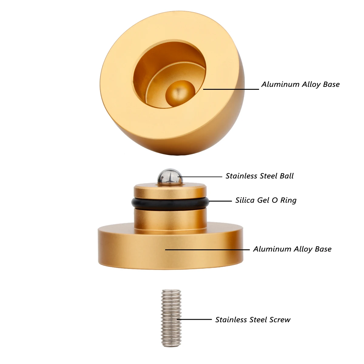 HiFi 알루미늄 합금 및 316L 스테인리스 스틸 볼, M8 나사 완충기 패드 피트, 스피커 앰프용 스탠드, 33*30mm, 4 개