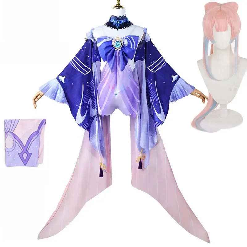 Sangonomiya Kokomi Cosplay Kostuum Parel Van Wijsheid Kokomi Outfit Jurk Pruik Volledige Set Comic Con - afbeelding 2