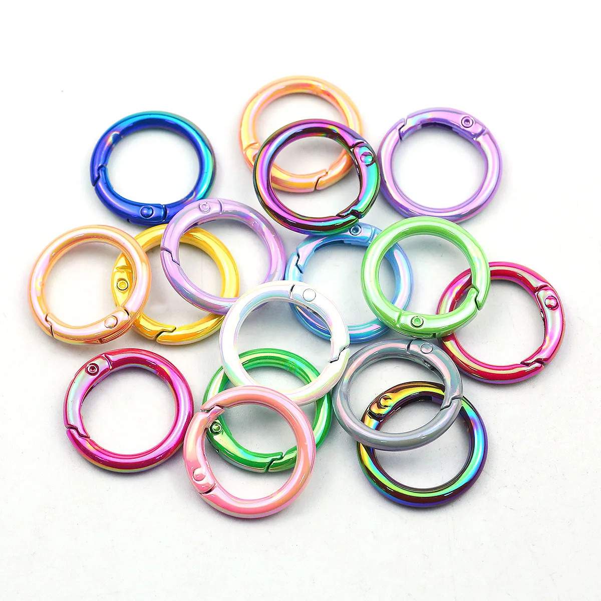 25mm Mischfarbe Runde Ring AB Bunte Bunte Feder Clip Schlüsselbund Für Schmuck Machen Kette Schlüsselbund DIY Zubehör 3-20 stücke – Detail 6