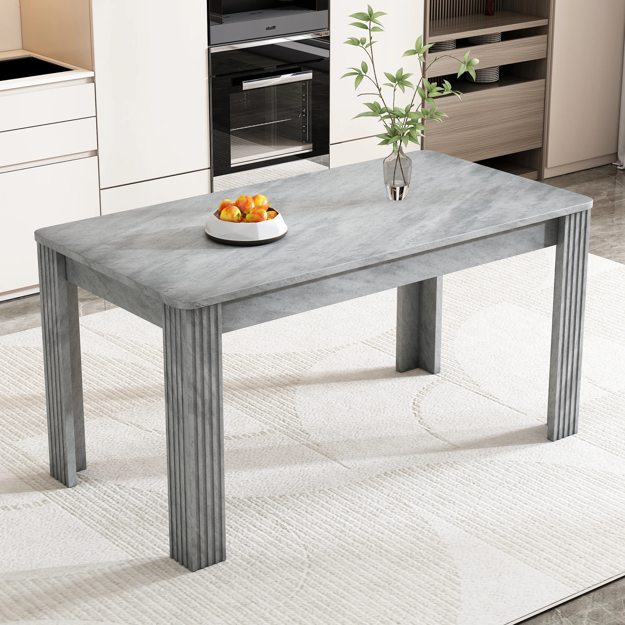 Esstisch, Rechteckiger Küchentisch, Kaffeetisch, Moderner Robuster 4-Beiniger Eichenholztisch mit Betoneffekt, Einfaches Wohnmöbel [ALTE SKU:WF312300AAB], Ideal für Esszimmer, Küche, Wohnzimmer,