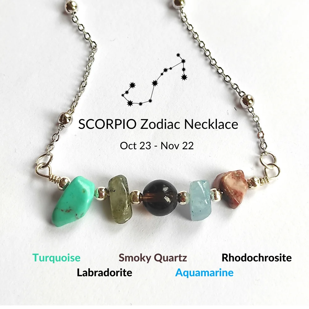 

Summer Fashion Scorpio Zodiac Necklaces Stainless Steel for Women Made of Natural Stones Gift for Girlfriend