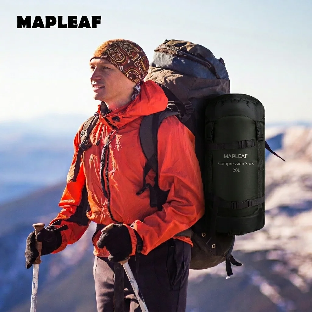 MAPLEAF Sleeping Bag Compression Sack Outdoor Backpacking Compression Stuff Sack Water Resistant Storage Bag Compression Bags