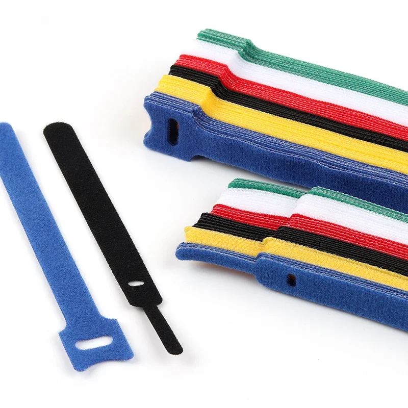 Attaches de câble libérables en plastique coloré, 50/100 pièces, attaches de câble réutilisables, boucle en Nylon, fermeture éclair, lot d'attaches de câble de type T