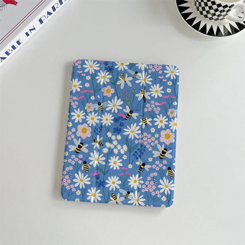 New Love Bee Flowers and Plants Suitable for iPad A16 2024 11 inch 2025 Air 5/4 10.9-inch iPad 10 9.7 10.2/10.5 Mini 6/5 with pe