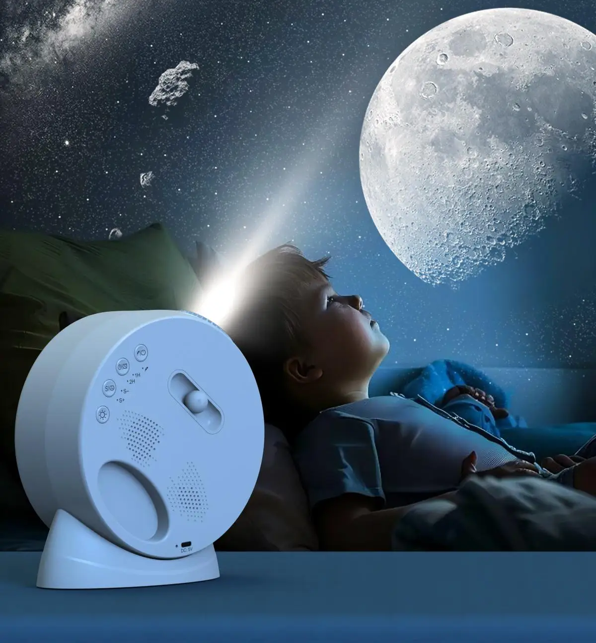 Planetarium Projector Night Light Star Projector with Clock Display Bluetooth Function and 15 Types of Sleep-Aiding White Noise