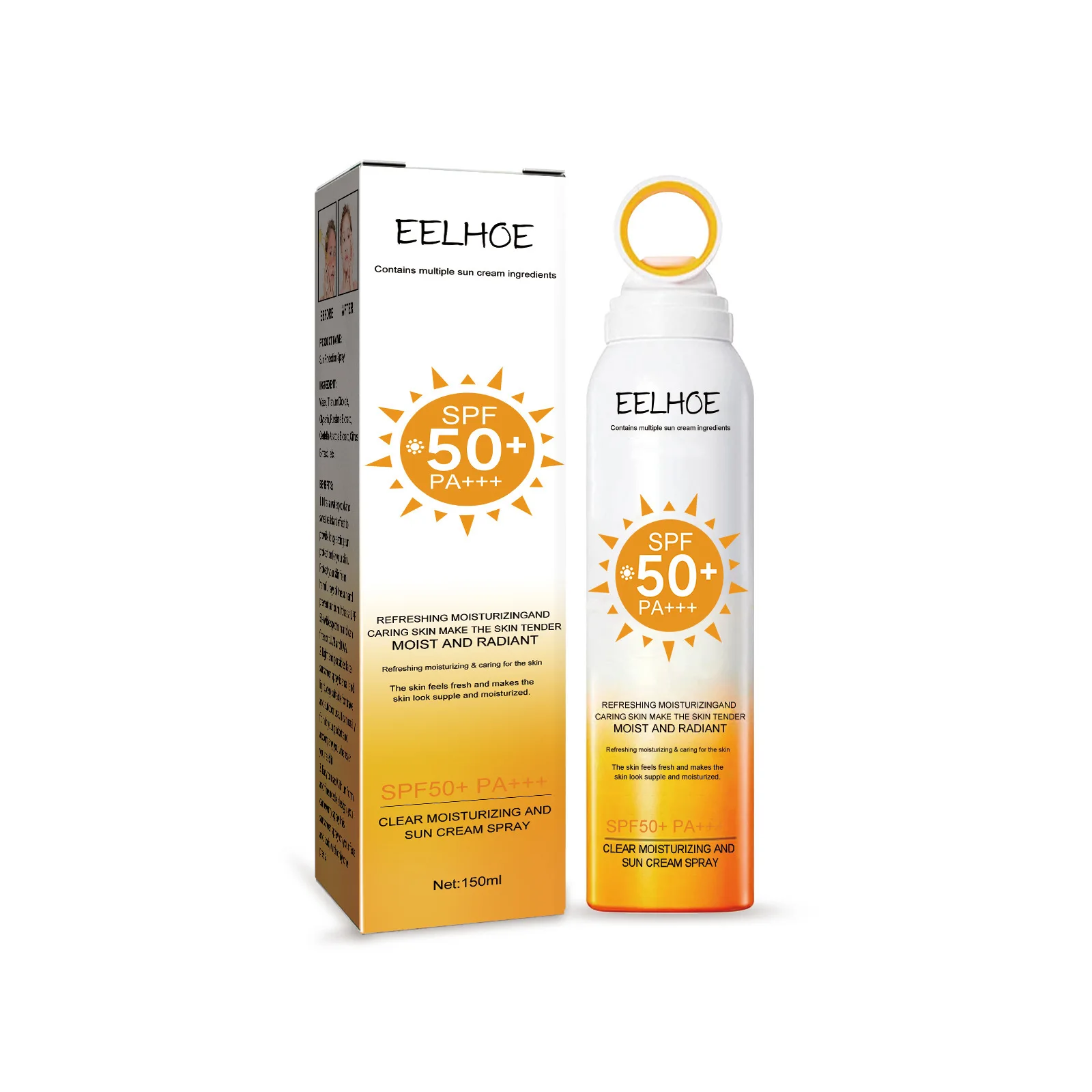 EELHOE Anti UV Sunscreen Spray SPF 50 Anti Sunburn Isolation Sunscreen Moisturizer Sunblock Protection Body Spray Suncreen 150ml