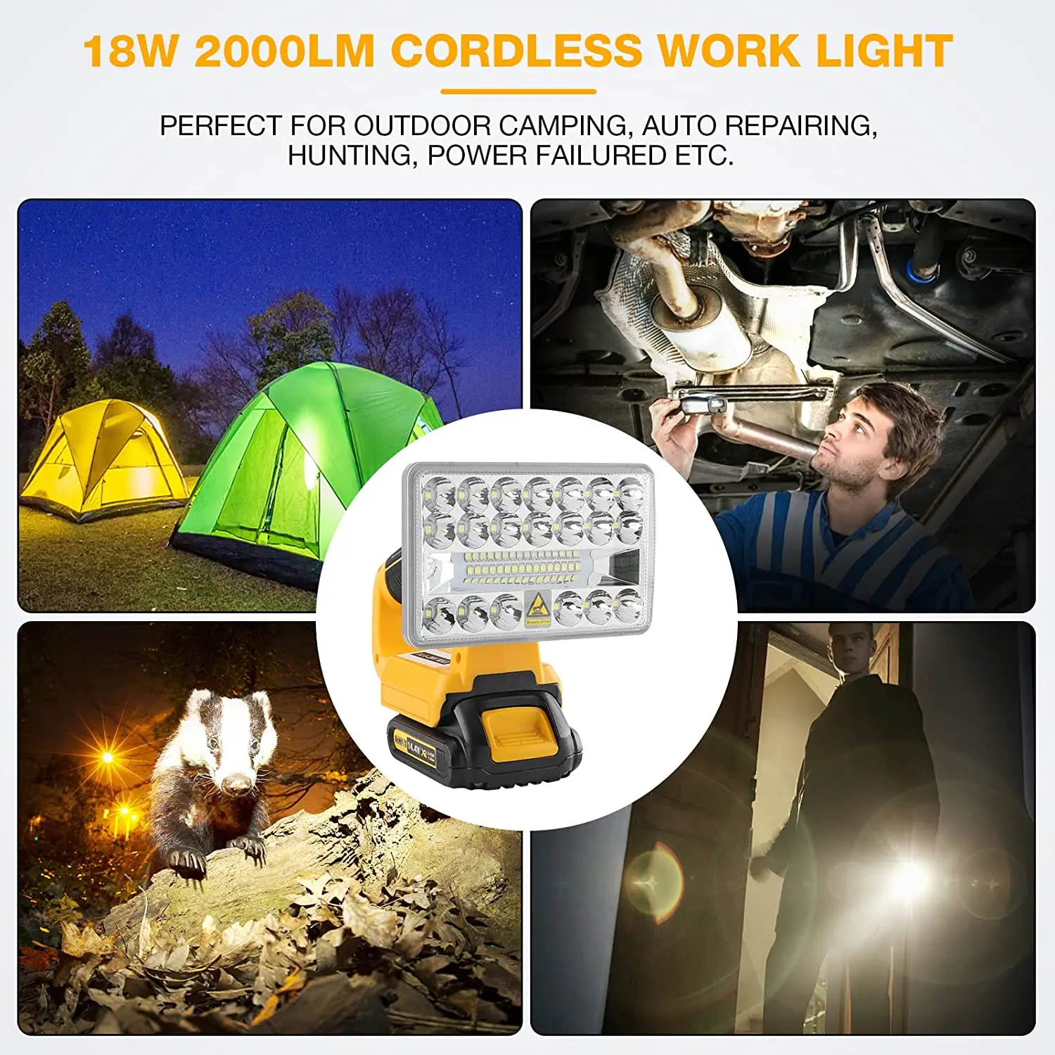 DCB200 Lamp Work Light tool light Spotlight outdoor light Led light For DEWALT 18W 5 inch 14.4V-18V lithium ion battery DCB182