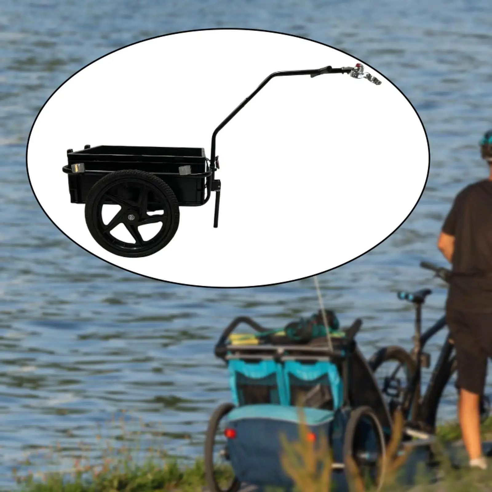 

Bike Cargo Trailer Portable Multifunctional Removable Bicycle Wagon Cart with Detachable Box for Camping Barbeque