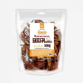 멍메이징 수제간식 돼지귀슬라이스500g 국내산강아지수제,강아지져키,개간식 반려견간식