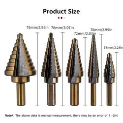 HSS 4241 Set di punte per trapano a gradino in cobalto 50 dimensioni, 5 punte a cono s per metallo lron rame alluminio acciaio e legno, strumenti per fori di perforazione