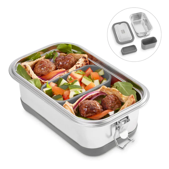 

Authentic Chef Kevin Curry Premium Stainless Steel Leak-Proof Lunch Box, Convenient Portable & Insulated - Slate Gray