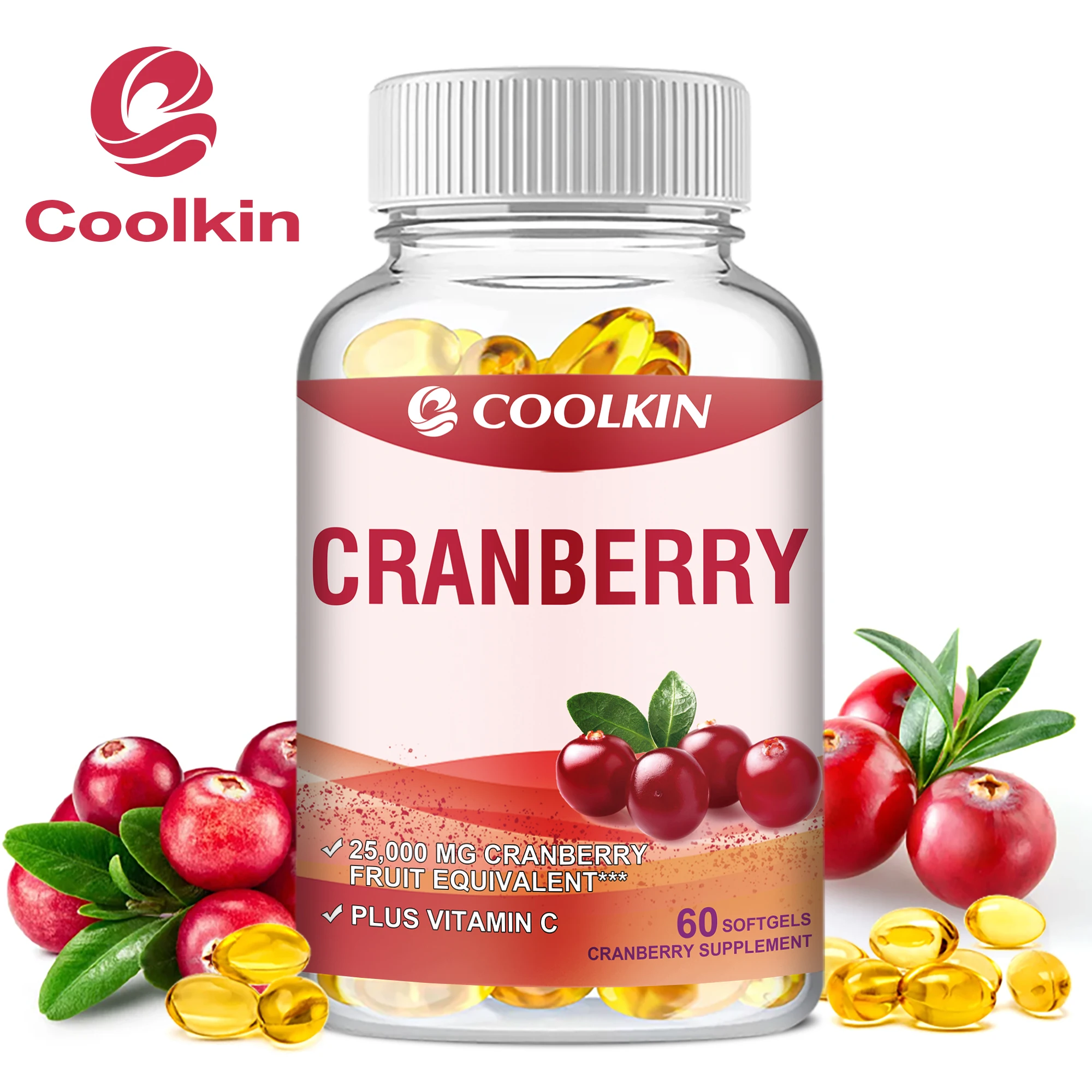 Cranberry - with Vitamin C - Supports Urinary & Immune Health, Bladder Control, and Kidney cleansing - 60 Capsules